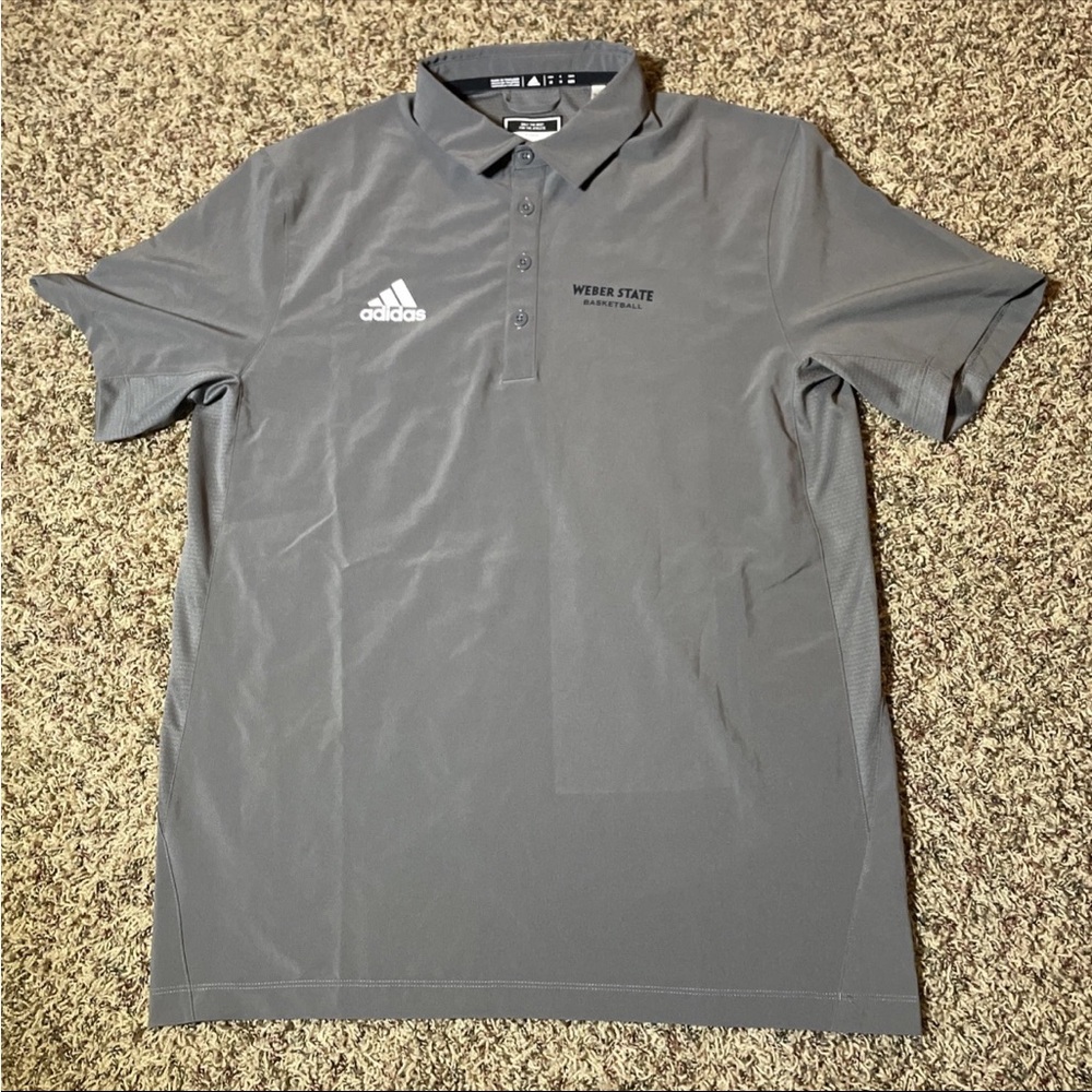 Weber State Wildcats Basketball Adidas Mens Polo Size Gray Medium Shirt NCAA
